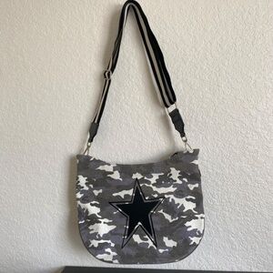 Quilted Koala Large Canvas City Crossbody Bag with Striped Strap